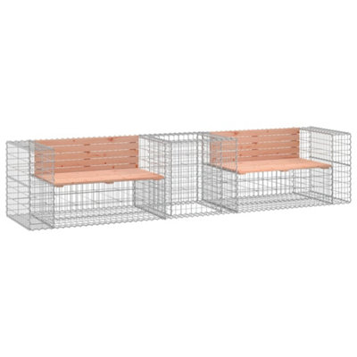 Compact Garden Bench with Gabion Basket Solid Wood Douglas