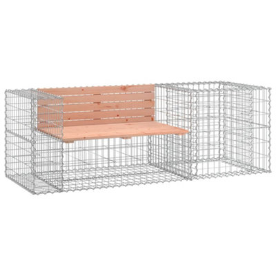 Compact Garden Bench with Gabion Basket Solid Wood Douglas
