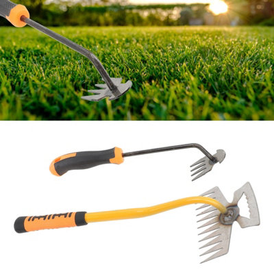 Compact Garden Rake for Weeding-4&11 Teeth,Rubber Grip,Perfect for Soil ...