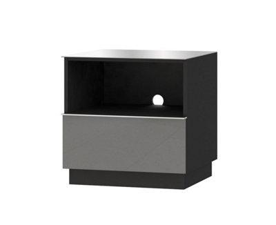 Compact Grey Helio 37 TV Cabinet, Space-Saving Storage with Drawer & Open Shelf, Cable Management, H500mm W500mm D480mm