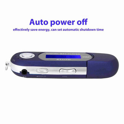Compact MP3 USB Player with LCD Screen,FM Radio,Voice Recording,and Memory Card-Blue