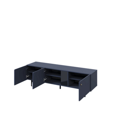 Compact Navy Milano TV Cabinet with Shelves - Streamlined Design (H)500mm (W)1650mm (D)410mm, Modern & Functional