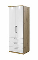 Compact Optima 68 Hinged Wardrobe in Oak Artisan with Gloss Front - Versatile Storage, H2170mm W800mm D630mm
