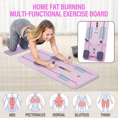 Planche Pilates Portable – Multifonction, Repliable 93x36,7x3 Cm, Avec Accessoires Poussée, Support Téléphone, Pour Home Gym Et Déplacements