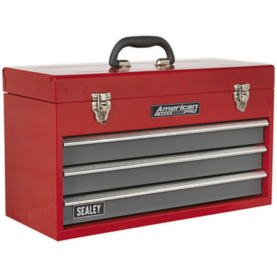 Compact Portable 2 Drawer Tool Chest - 510 x 225 x 300mm - Red Storage ...