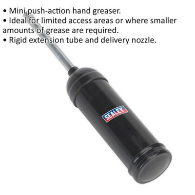 Compact Push Action Mini Grease Gun with Rigid Nozzle and Extension Tube