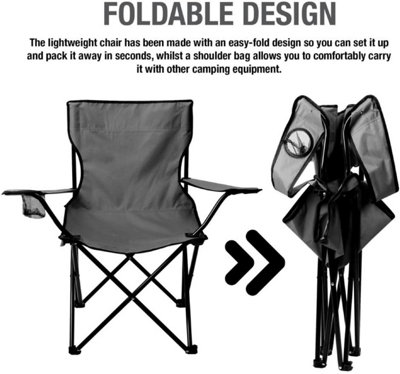 Compact Quick Folding Camping Chair with Arm Rest Carrying Bag and ...