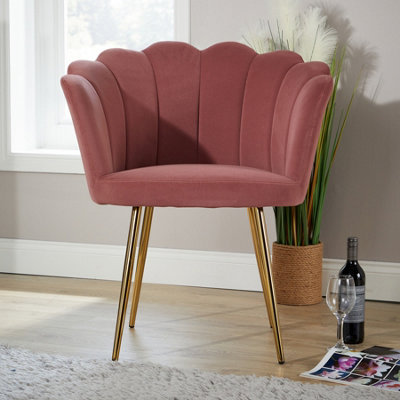 Compact Scallop Round Back Pink Occasional Accent Chair
