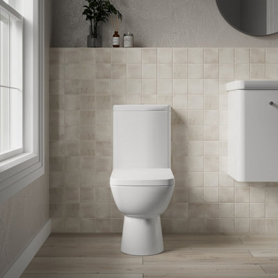 Compact Semi Flush to Wall WC Toilet & Seat - 825mm x 375mm x 590mm - Balterley