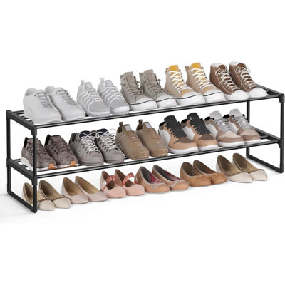 Compact Shoe Rack, Metal Storage Organizer, Stackable Footwear Shelf ...