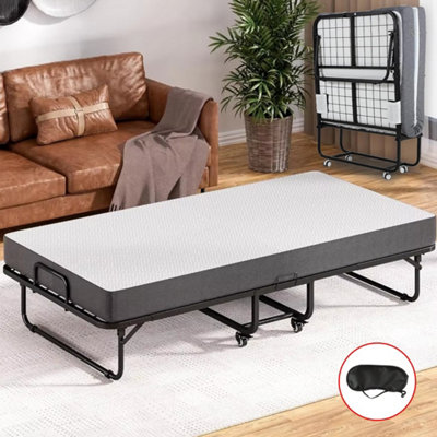 Compact Single Folding Guest Bed with 10cm Memory Foam Mattress ...