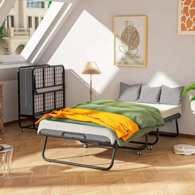 Compact Single Folding Guest Bed with 10cm Memory Foam Mattress ...