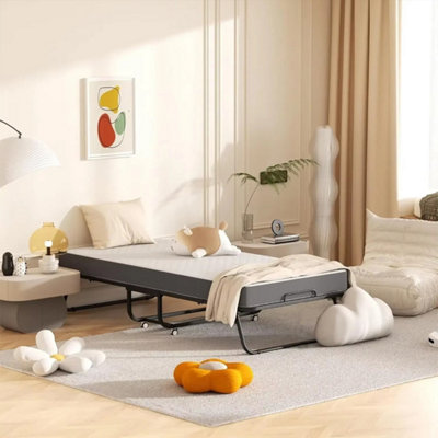 Compact Single Folding Guest Bed with 10cm Memory Foam Mattress ...
