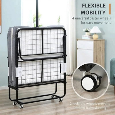 Compact Single Folding Guest Bed with 10cm Memory Foam Mattress ...