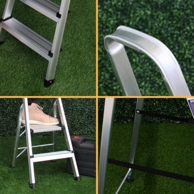 Compact Small Step Ladder 2 step - 88cm High, Lightweight & Foldable ...