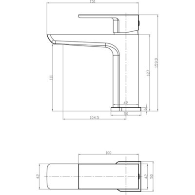 Compact Wall Hung Basin Sink with Brushed Brass Mono Mixer Tap, Slotted ...