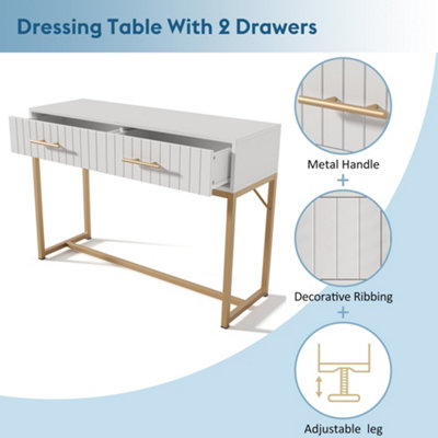 Compact White Dressing Table with 2 Drawers, 76.5cm High, 100cm Wide ...