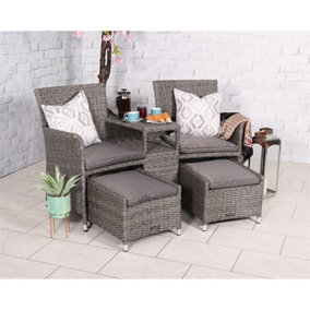 Companion Garden Set with Pull-Out Footstools Including Cushions