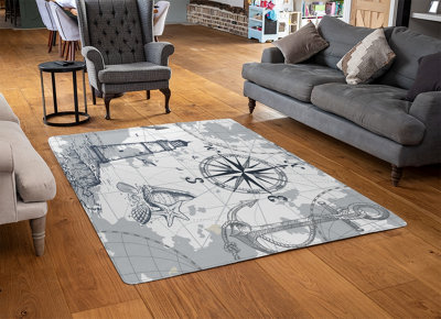Compass & Map Special Soft Home Rug