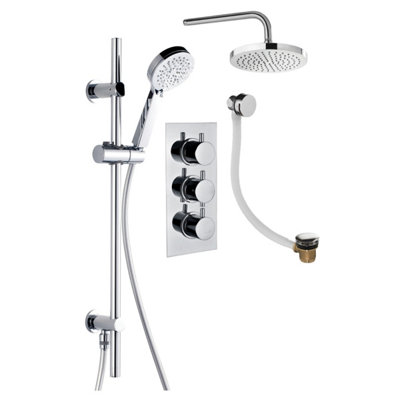 Complete Bathroom Suite (W)1700 Right Hand L Shape Shower Bath, Vanity Unit, Toilet, Tap & Shower Set