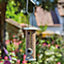 Complete Bird Feeding Station - Metal Outdoor Garden Wild Bird Seed, Nut, Suet Ball Feeder - H240 x W56 x D56cm, Sage Green