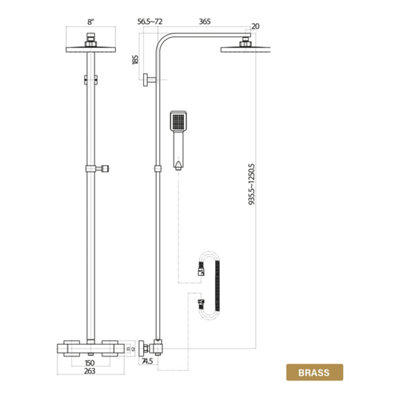 Complete Brushed Brass Bathroom Pack Shower Basin & Bath Filler Towel Rail Illuminated LED Mirror - 9