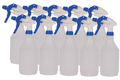 Complete Pack Of 10 x 750ml Blue Coloured Hand Trigger Spray Bottles for Cleaning, Gardening and Feeding, Industrial & Domestic
