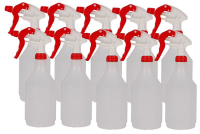 Complete Pack Of 10 x 750ml Red Coloured Hand Trigger Spray Bottles for Cleaning