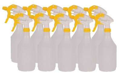 Complete Pack Of 10 x 750ml Yellow Coloured Hand Trigger Spray Bottles for Cleaning