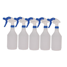 Complete Pack Of 5 x 750ml Blue Coloured Hand Trigger Spray Bottles for Cleaning