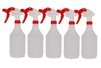 Complete Pack Of 5 x 750ml Red Coloured Hand Trigger Spray Bottles for Cleaning