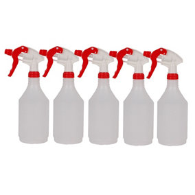 Complete Pack Of 5 x 750ml Red Coloured Hand Trigger Spray Bottles for Cleaning