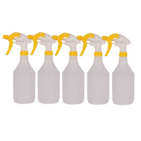 Complete Pack Of 5 x 750ml Yellow Coloured Hand Trigger Spray Bottles for Cleaning