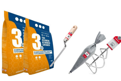Complete Professional Grouting / Pointing Kit - 10kg Pointing Mortar CREAM, 10mm Tuck Pointing Trowel, bag and 80mm mixer