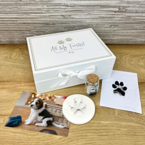 Complete Puppy/Kitten Keepsake Kit - All My Firsts Memory Box, Clay, Glass Fur Bottle, Ink Pad Capture Paw Prints & Fur