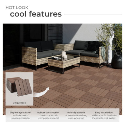 Composite Decking Tegulas - click system, wood look, outdoor safe Set ...