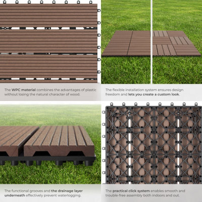 Composite Decking Tegulas - click system, wood look, outdoor safe Set ...