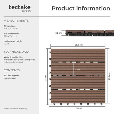 Composite Decking Tegulas - click system, wood look, outdoor safe Set ...