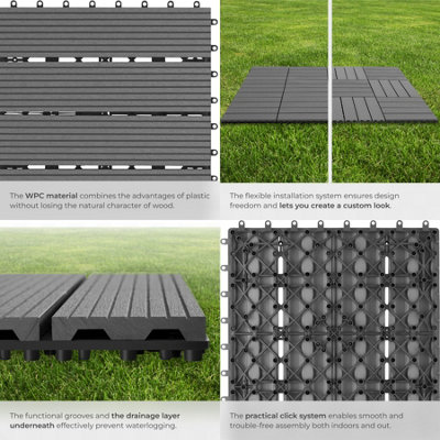 Composite Decking Tegulas - click system, wood look, outdoor safe Set ...