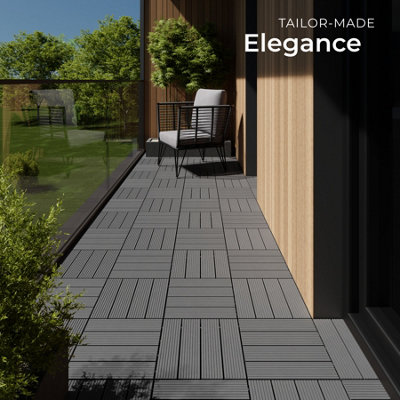 Composite Decking Tegulas - click system, wood look, outdoor safe Set ...