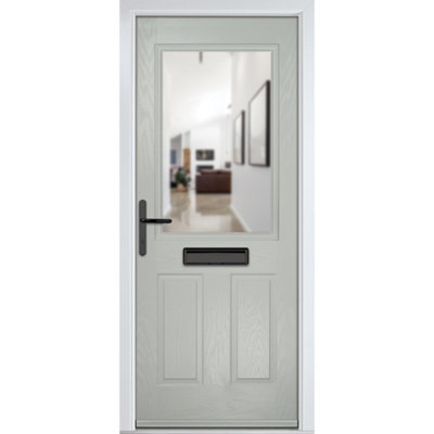 Composite door Lytham Agate Grey 890mm x 2090mm Open in Right hand Clear Glass 10 Year Guarantee - Free Delivery & Smart Lock