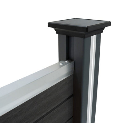 Composite Fence Panel Kit x 1 & Posts x 2 Set - Grey