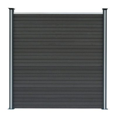 Composite Fence Panels Kit x 3, Angled Piece & Posts x 4 Set - Grey