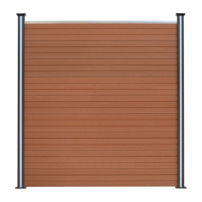 Composite Fence Panels Kit x 4, Angled Piece & Posts x 5 Set - Brown