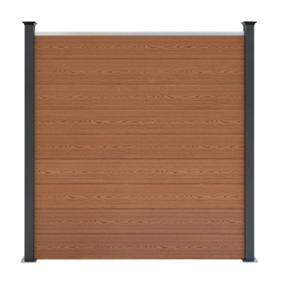 Composite Fence Panels Kit x 5 & Posts x 6 Set - Brown