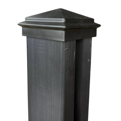 Composite Fence Post 190cm Pack of 4 Black 3 Way Slotted for 20mm ...