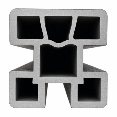 Composite Fence Post 190cm Pack of 4 Black 3 Way Slotted for 20mm ...