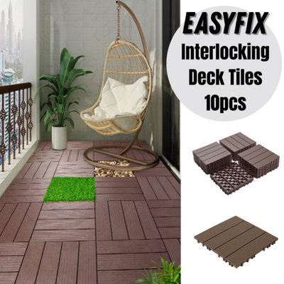 Composite Interlocking Patio and Deck Tiles, Wood Effect PVC Flooring ...