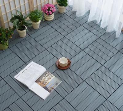 Composite Interlocking Patio, Balcony & Deck Tiles, Wood Effect PVC ...