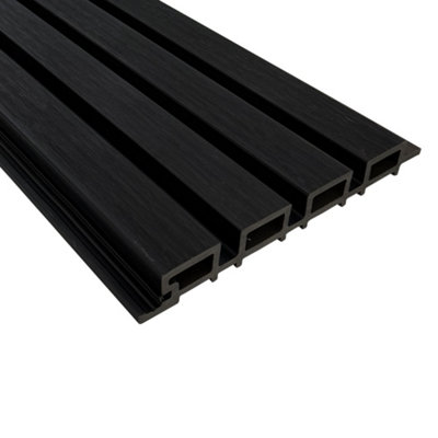 Composite Outdoor Slat Wall Panels - Charcoal Black -PACK OF 3